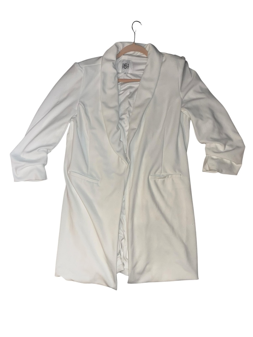 one 5 one White Longline Shawl-Collar Robe Jacket